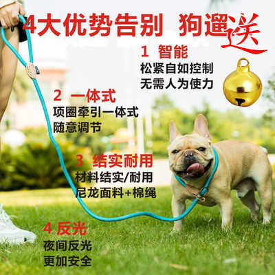 防爆冲P绳幼小型犬中型犬大型犬反光尼龙遛狗狗P型牵引绳超细P链