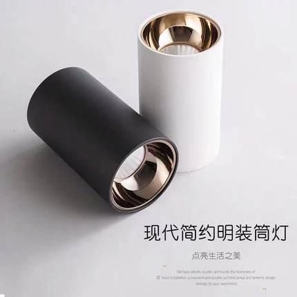 明装筒灯吸顶射灯led天花灯家用卧室客厅过道店铺酒店商场射灯