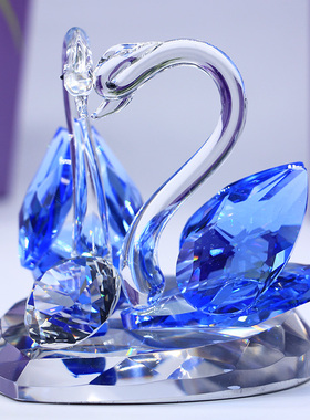 创意水晶天鹅新居结婚送礼品礼物新婚客厅电视酒柜摆件家居装饰品