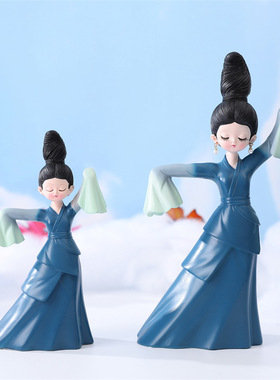 送女孩国潮新古风只此青绿卡通创意复古礼品手办模型装饰品小摆件