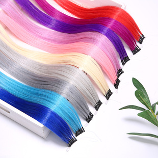 8d接发真发彩色无痕接发挑染炫彩假发片接头发表演多彩接发束