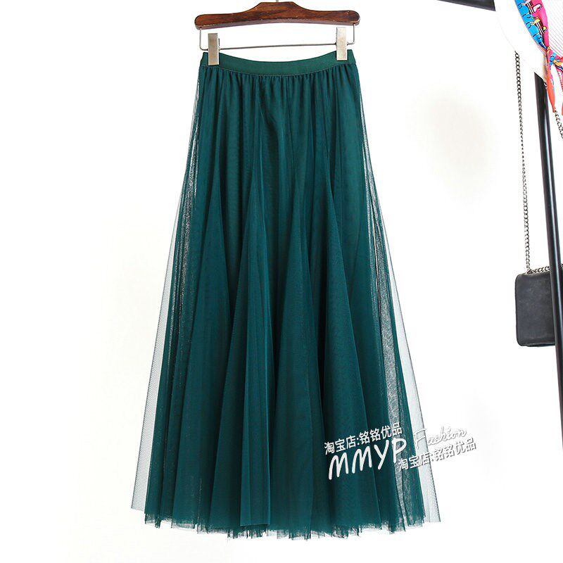 720度大摆舞蹈裙网纱半身裙女夏季2024新款裙子白色纱裙长裙半裙