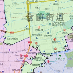 余杭区地图1.15m杭州市家用折叠高清办公室书房包邮装饰画墙贴