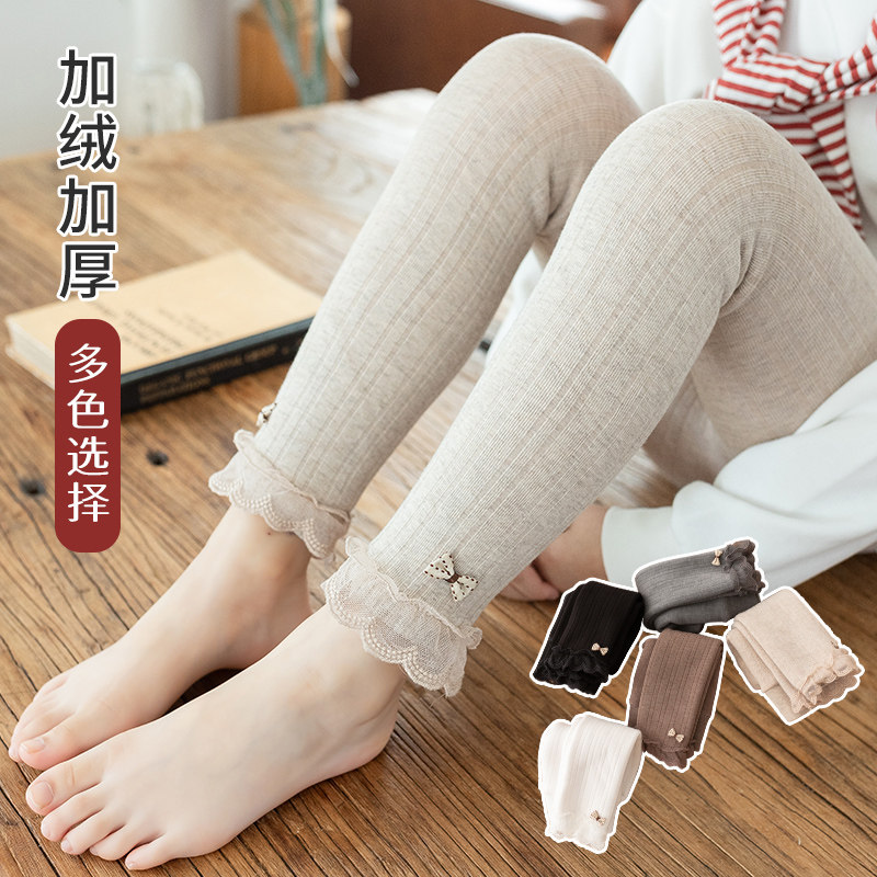女童花边九分打底裤秋冬季加绒加厚宝宝连体袜儿童外穿洋气连裤袜,童装/婴儿装/亲子装,儿童袜子(0-16岁),淘宝优惠券,粉丝福利购,淘宝优惠卷