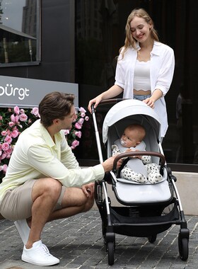 布格特Rojo婴儿推车可坐可躺真避震器避震双层护脊硬靠背婴儿推车