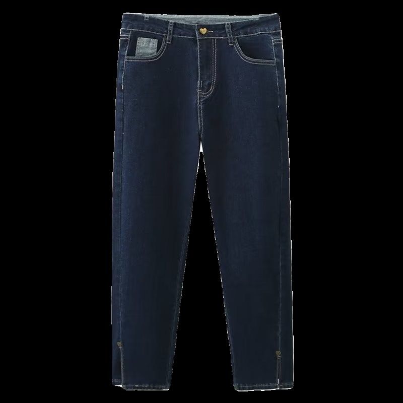 高弹力小众时髦显瘦牛仔裤大码秋新款胖mm高腰开叉心形纽扣九分裤,女装/女士精品,大码裤装,淘宝优惠券,粉丝福利购,淘宝优惠卷