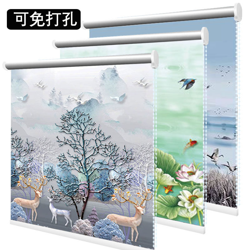 免打孔卷帘窗帘升降卧室遮光遮阳厨房百叶窗防水卫生间洗手间卷帘