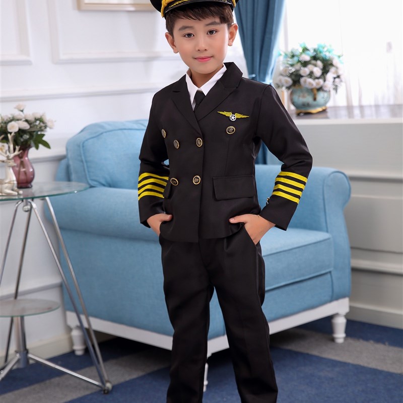 飞机师儿童机长制服童装飞行员衬衫外套帽子空军女男童表演出服装