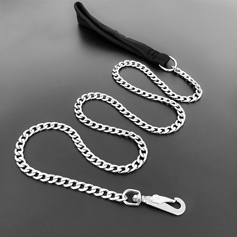 304不锈钢防咬狗狗牵引绳小型中型大型犬狗链子柯基金毛恶霸狗绳