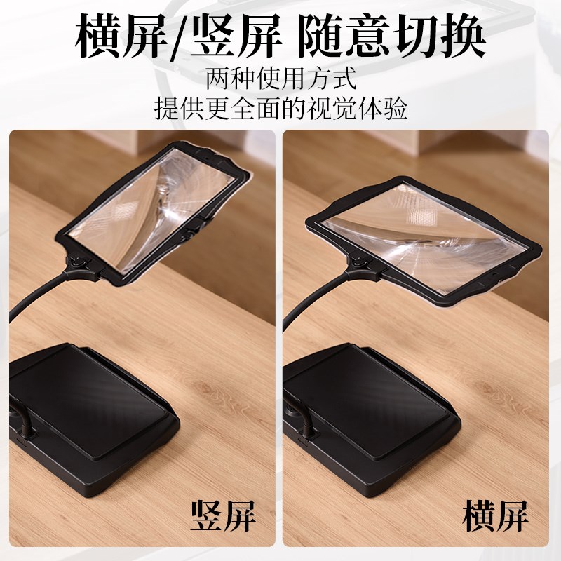 台式高倍放大镜带LED灯20倍高清适用低视力阅读 菲涅尔放大镜可拆