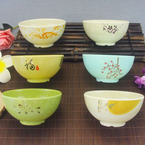 十个装加厚圆碗饭碗汤碗密胺小碗餐厅米饭碗快餐例汤碗塑料碗商用