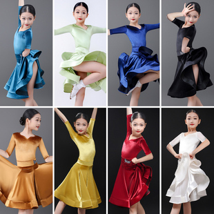 拉丁舞服女童比赛2023新款少儿夏季高级感规定赛服儿童女短袖服装