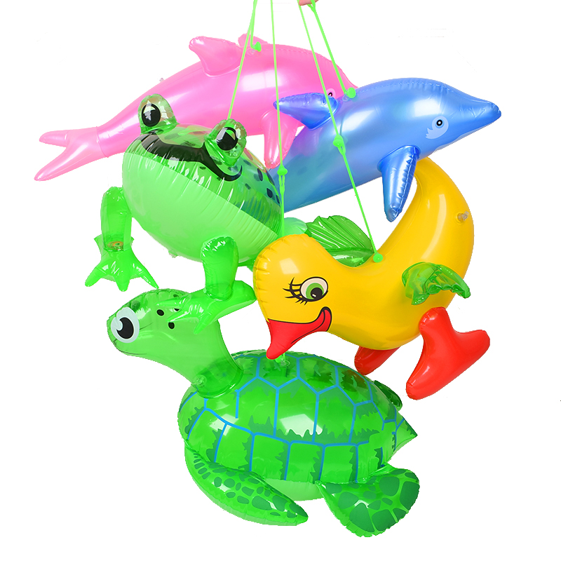 儿童卡通玩具小礼品充气弹跳青蛙夜市摆地摊海豚乌龟黄鸭发光气球