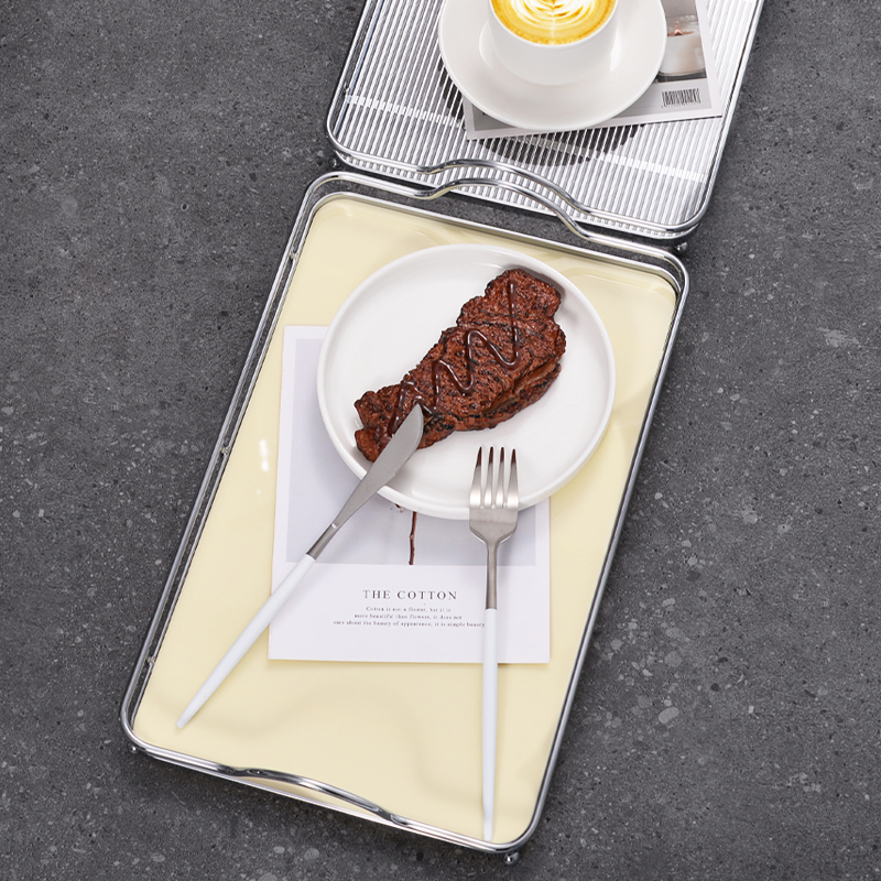 奶油色长方形水杯茶盘厨房桌面放水杯托盘压克力化餐盘妆品收纳盘