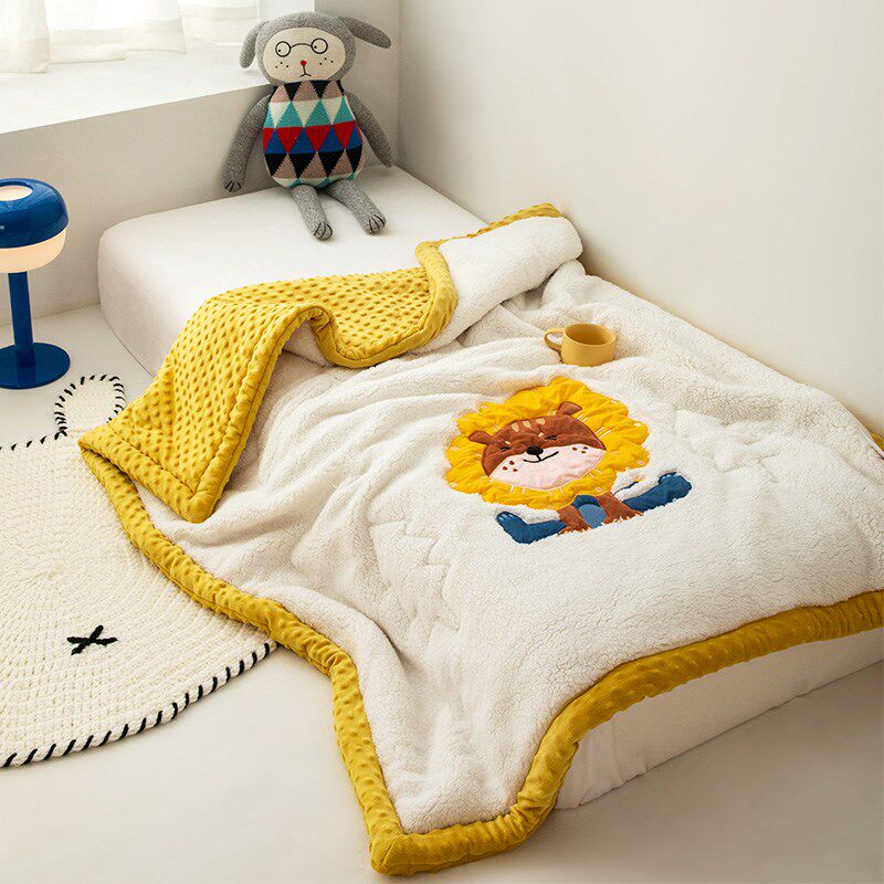 羊羔绒新生婴儿盖毯宝宝毛毯儿童小毯子小盖被秋冬季双层加厚夹棉