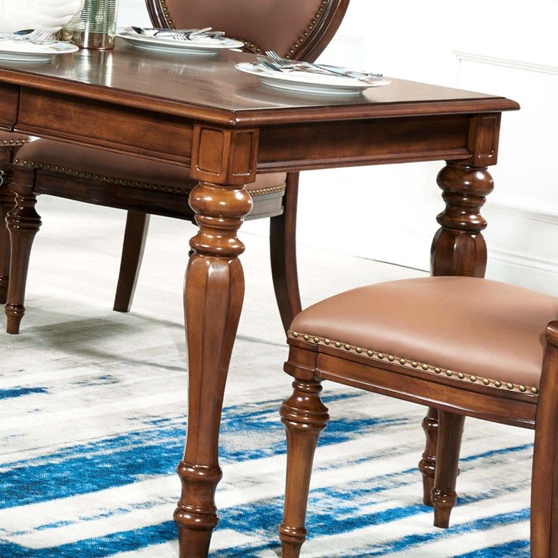 美式全实木餐桌椅组合长方形4人6人饭桌家用小户型欧式餐台1.4米