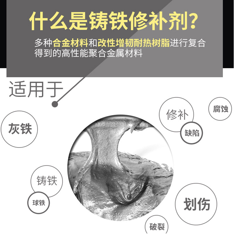 粘力达铁质修补剂工业铸铁金属耐高温铁质铜质不锈钢修补胶水钢质