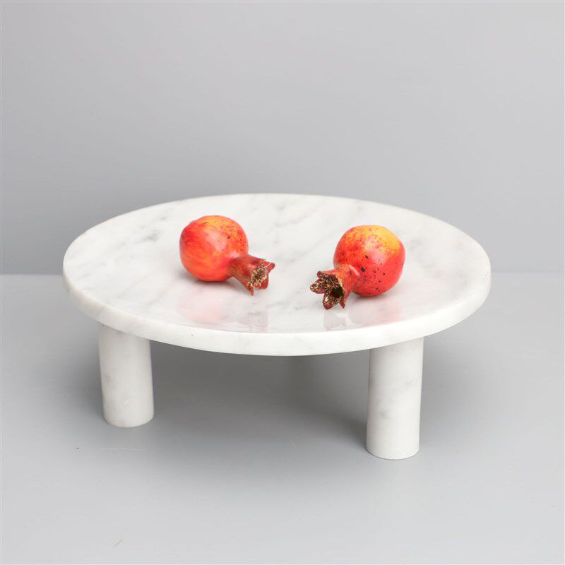 新中式大理石圆形黑色果盘托盘摆件样板房售楼部卧室书房客厅饰品