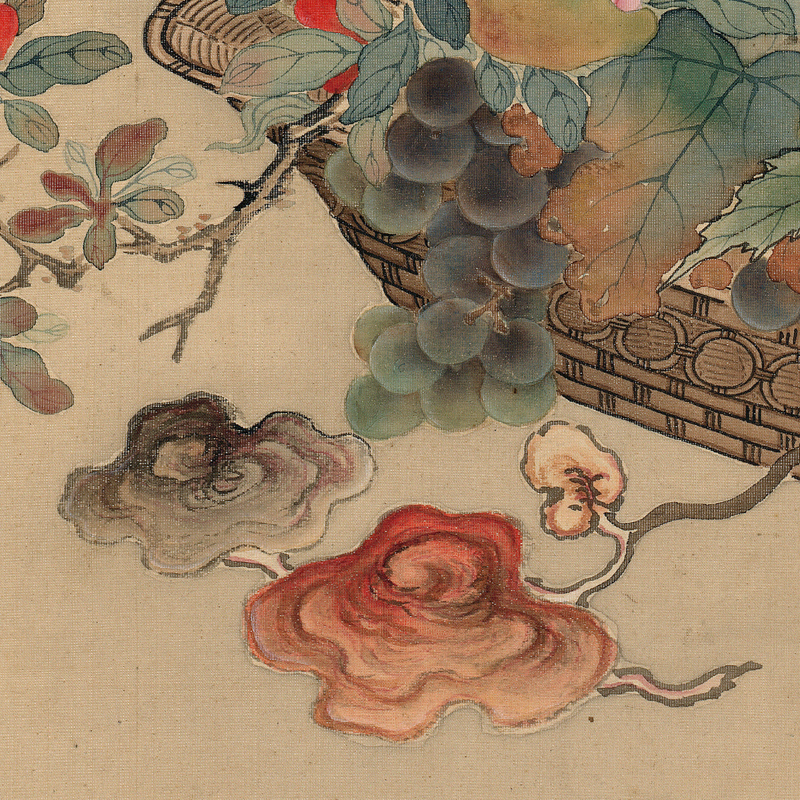 岁朝清供图高清微喷没骨花鸟画临摹绢布画稿传统工笔花卉装饰画轴