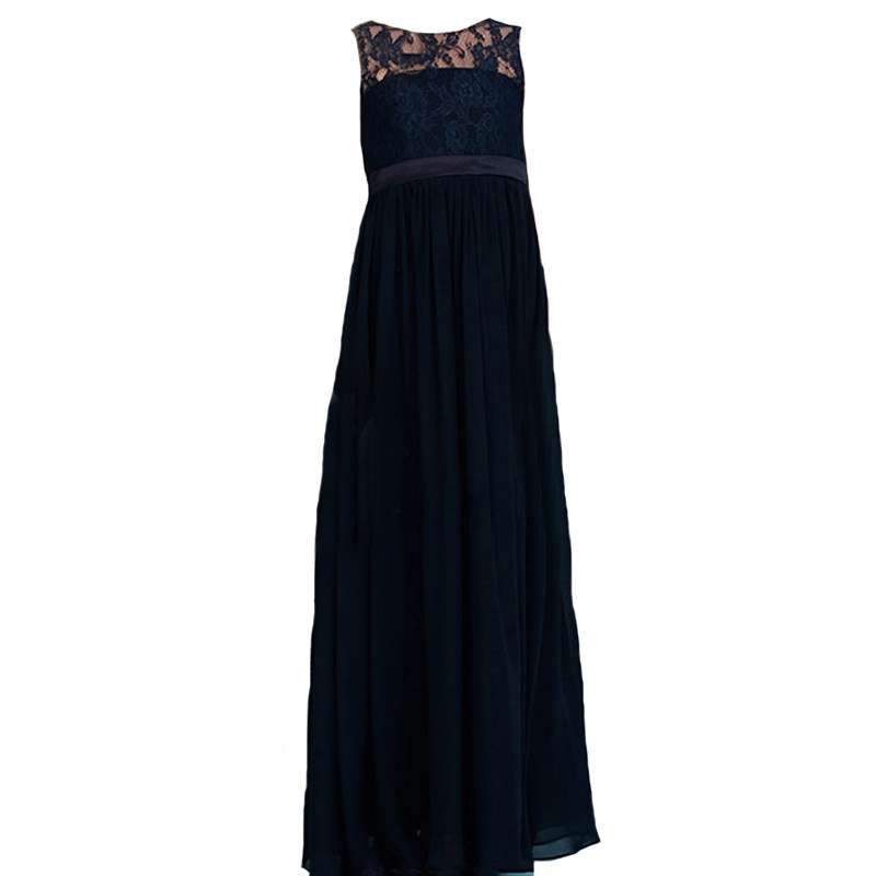 少女中大童小提琴演奏古筝钢琴演出晚礼服儿童修身雪纺长款连衣裙