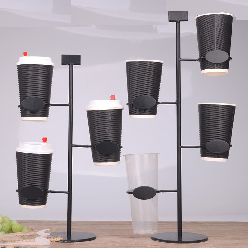 摆杯子取杯器塑料杯收纳架咖啡厅子陈列架并塑茯苓粥转磨秋浇足