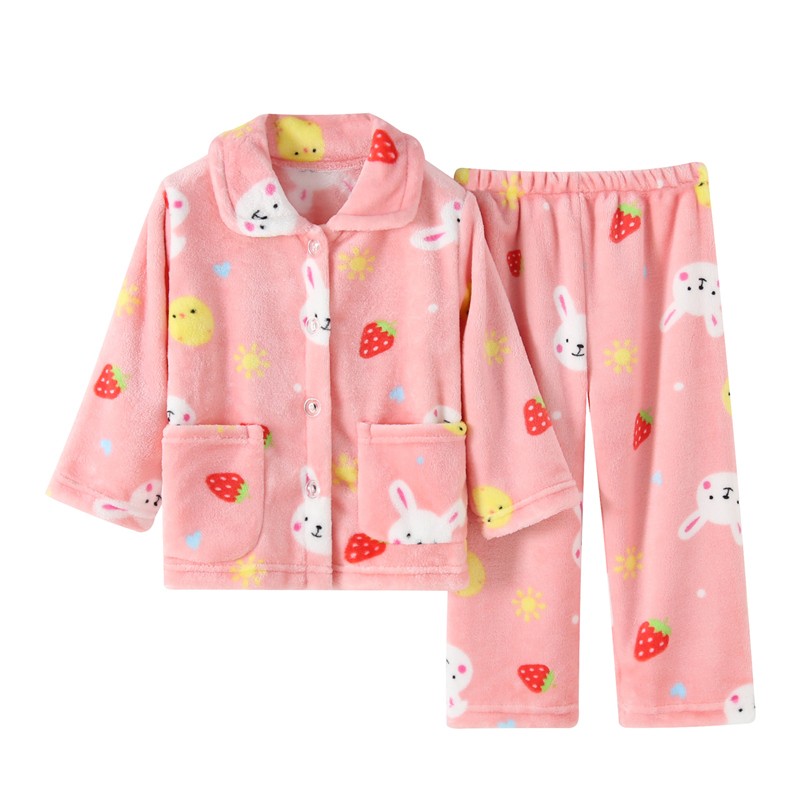 儿童秋冬睡衣套装长袖加厚法兰绒宝宝女孩子女童珊瑚绒公主家居服