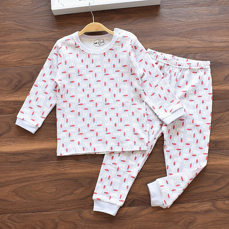 君秀小彩虹宝宝秋装儿童内衣套装男童女童秋衣秋裤纯棉睡衣1-4岁