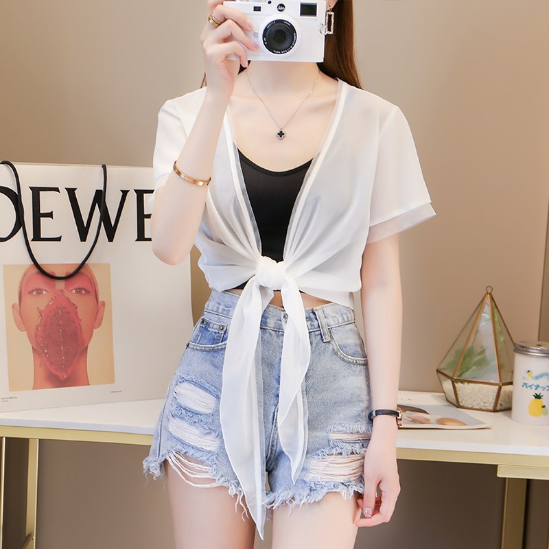 披肩夏季薄款配吊带裙子的上衣雪纺开衫外套女短款防晒外搭空调衫