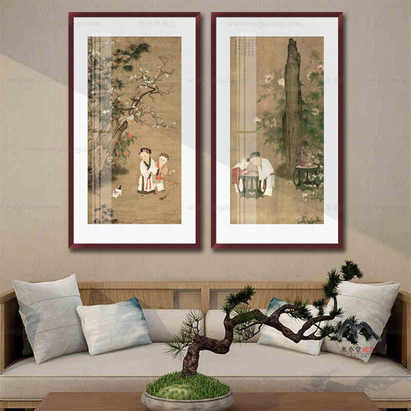 米亦堂x冬日戏婴图 新中式唐宋古典人物国画客厅餐厅书房玄关挂画