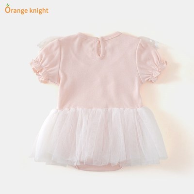 满月婴儿衣服夏季新生儿女宝宝百天公主裙短袖夏装一周岁礼服裙子
