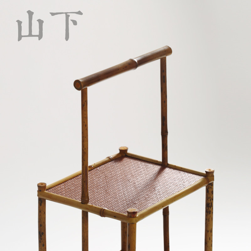 传统明式手提多层竹制茶棚茶具复古多宝格博古架新中式陈设竹家具