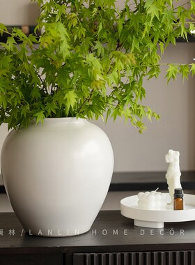 新中式白色陶瓷花瓶景德镇客厅插花玄关装饰品花器复古粗陶罐思语