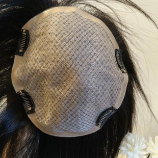 许昌假发头顶毛坯短发大面积双递针补发片全手织真发遮白发增发量