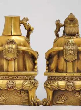 纯铜土地公神像供奉小庙家用福德正神地主公公镇宅土地婆摆件