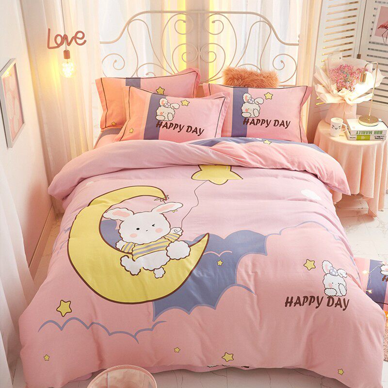 卡通纯棉四件套加厚磨毛儿童宿舍全棉床笠可爱被套女孩公主三件套