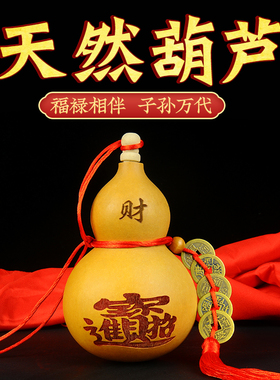 天然开口葫芦五帝钱挂件真胡芦门口窗户带盖八卦财福风水葫芦摆件