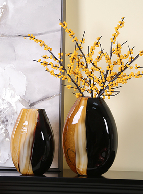 琉璃艺术花瓶现代简约轻奢摆件客厅茶几电视柜花器餐桌装饰品软装