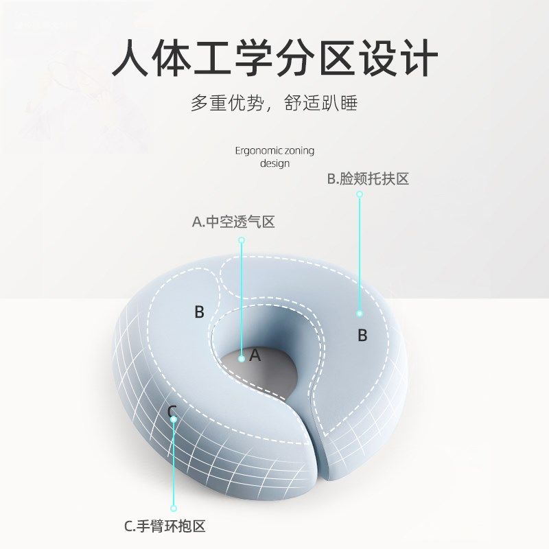 美容院趴枕推拿按摩床洞面部枕头美容床专用记忆棉无痕脸垫趴睡枕