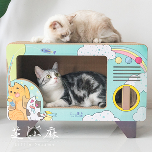 电视机猫抓板猫窝纸箱猫挠磨爪器耐磨高强度瓦楞纸猫爪板猫咪用品