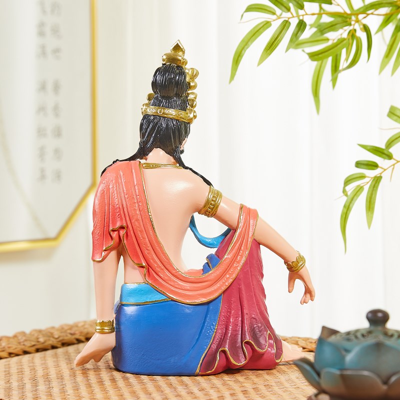 禅意自在观音菩萨佛像摆件高档中式客厅玄关店铺造景布置装饰雕塑