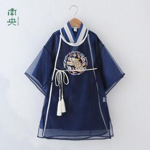 国风汉服男童春秋季男孩圆领袍儿童唐装龙年明宋制长袍中秋节服装