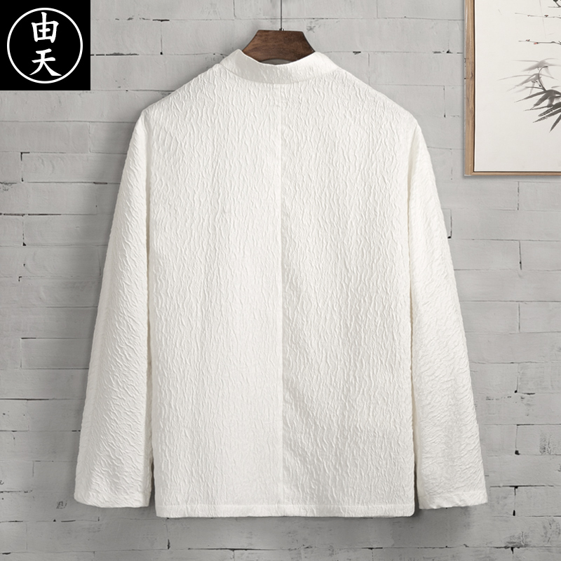 由天丨新款男装中式唐装汉服斜襟盘扣改良汉服男士中国风立领上衣