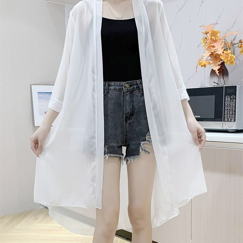 沙滩雪纺防晒衣新款女装大码百搭中长款超薄胖MM外套披肩空调开衫,女装/女士精品,短外套,淘宝优惠券,粉丝福利购,淘宝优惠卷