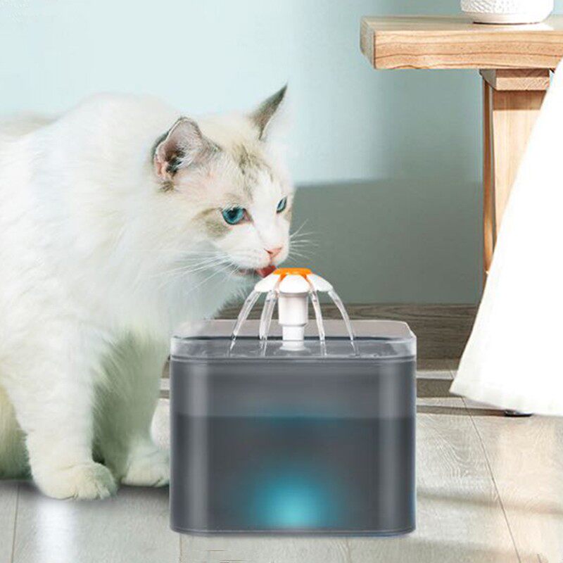 新品猫咪用自动流动饮水机器循环过滤静音小花宠物饮喂水器不湿嘴
