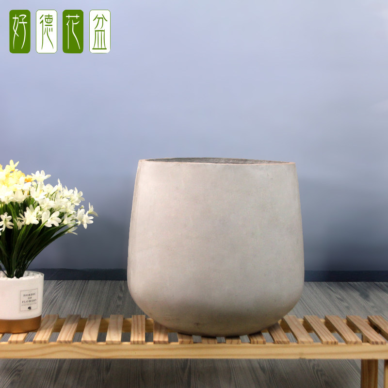 户外花盆北欧圆形水泥花盆种菜盆花箱客厅阳台室外绿植盆小号镁泥