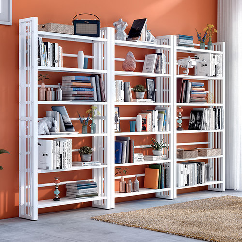 铁艺简易书架儿童书柜落地客厅置物架办公室家用简约收纳架绘本架