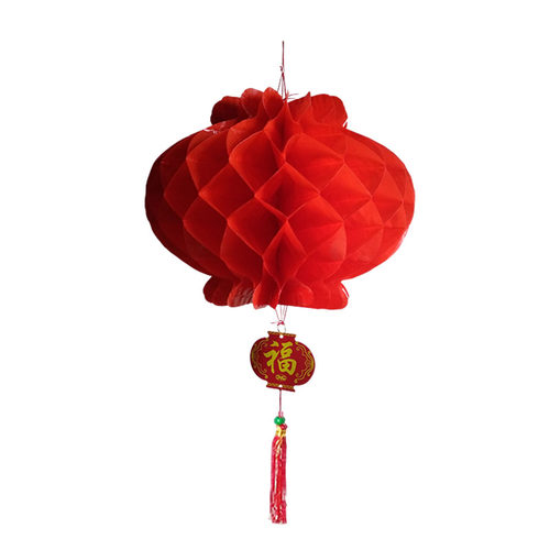 折叠纸灯笼加密加厚塑纸红色红绣球结婚新年挂饰塑料蜂窝宫灯