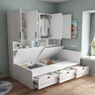 8定制衣柜床 适合小房间 床榻榻米床双人床箱体实木储物床1.2