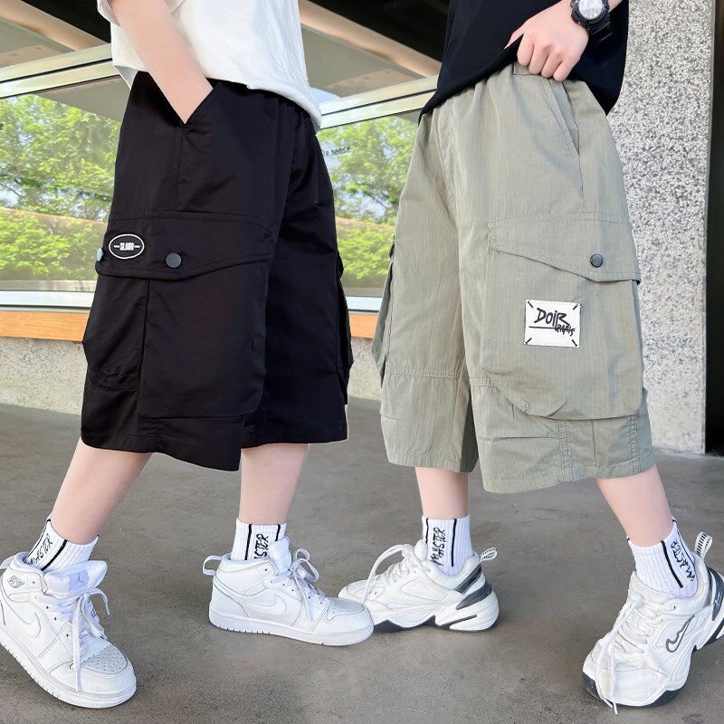 男童夏季短裤儿童薄款2024新款工装七分裤中大童纯棉外穿休闲裤子