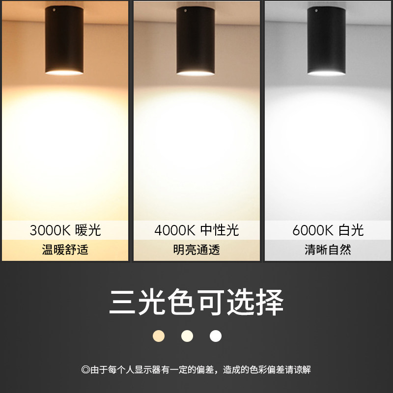 led明装筒灯极简免开孔商用家用客厅无主灯过道服装店防眩中性光,家装灯饰光源,明装筒灯,淘宝优惠券,粉丝福利购,淘宝优惠卷